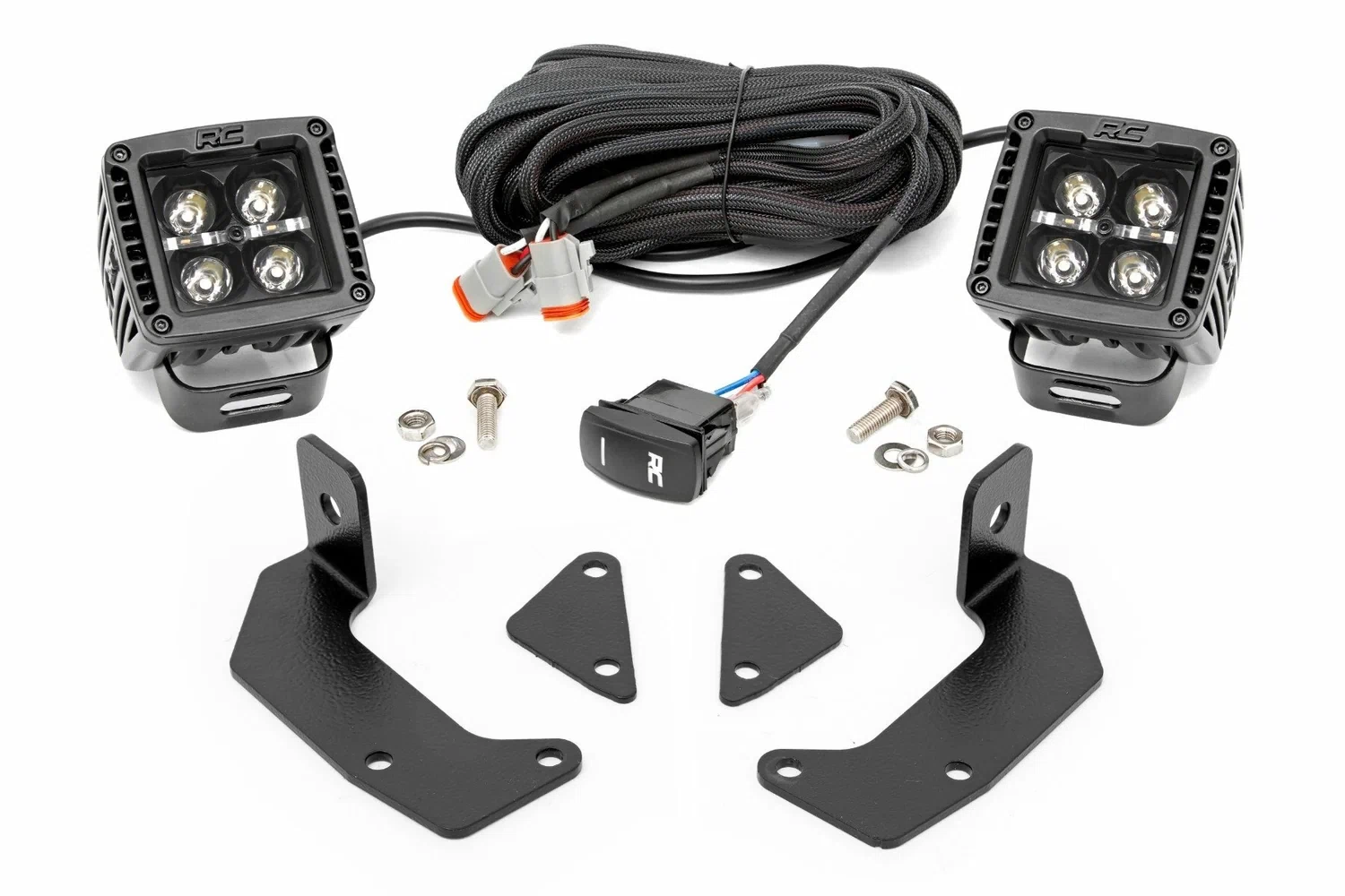 Rough Country _ LED Light Kit _ Cage Mount _ 2_ Black Pair _ White DRL _ CFMOTO UFORCE 1000